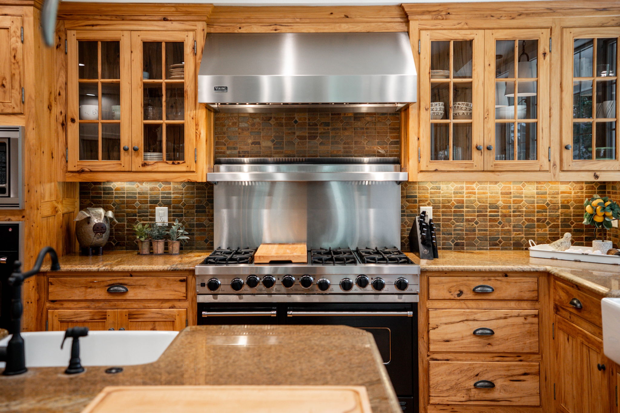 Custom solid hickory cabinet with pull-out cabinet