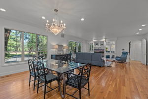 Great room with white oak floors