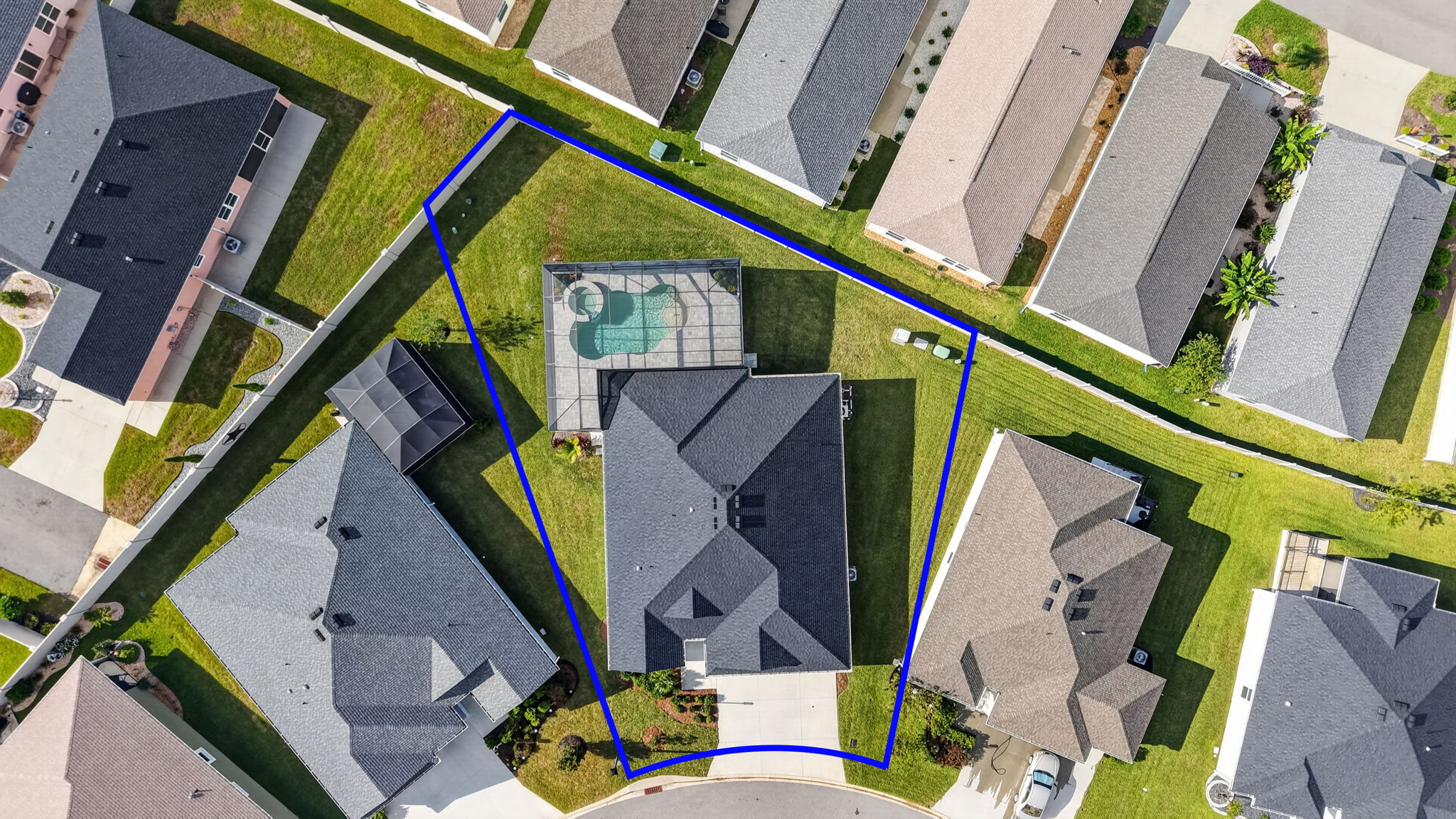 Overhead Aerial with Property Lines and Spacious, PRIVATE Lot!