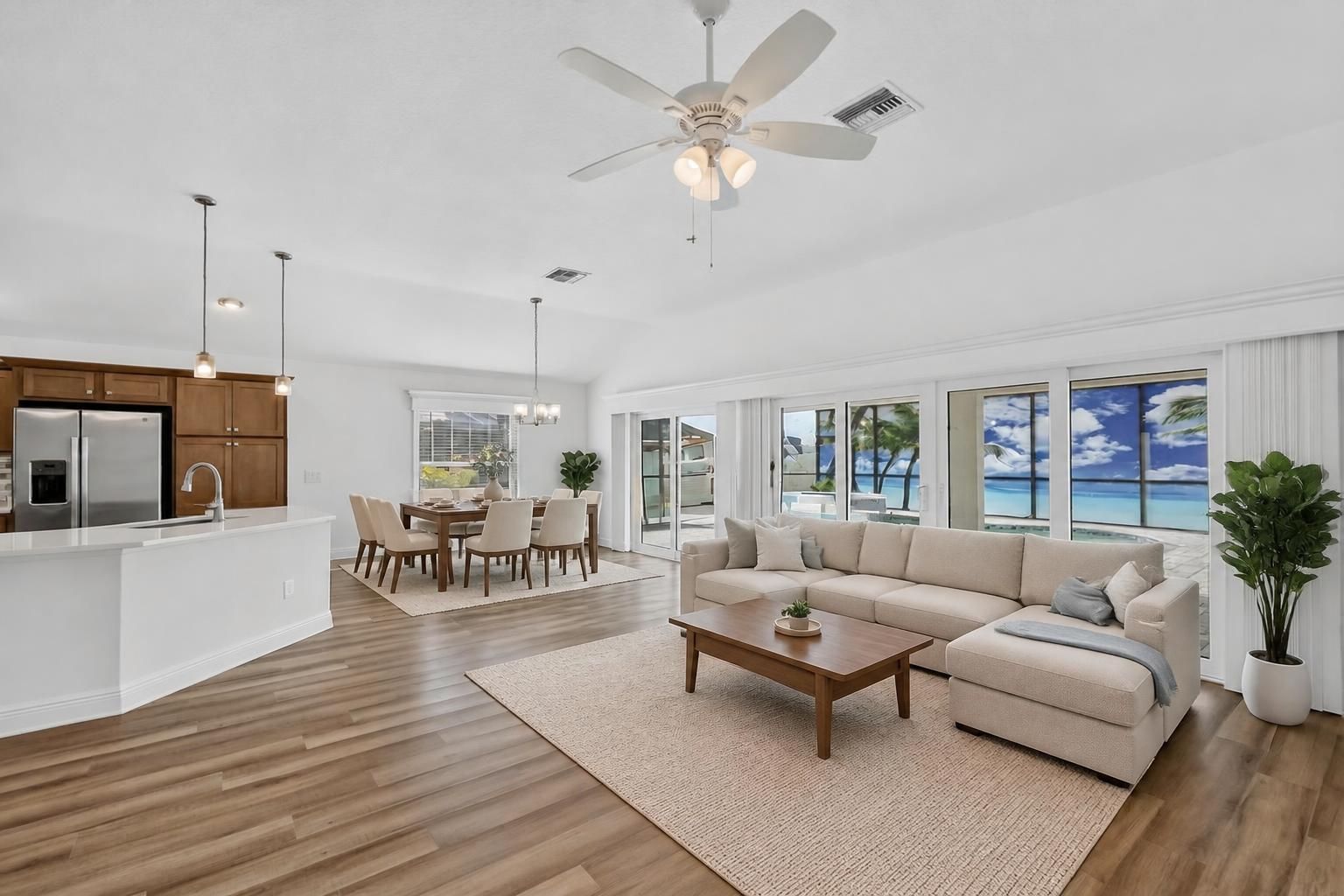 Living, Dining, and Kitchen-Virtually Staged 2