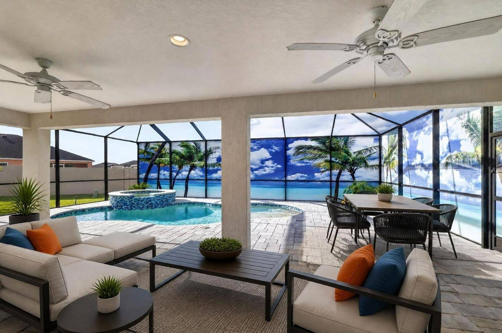 Private Paver Lanai, Swimming Pool, and Spa-Virtually Staged