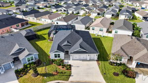 Aerial Front Elevation with Spacious, PRIVATE Lot!