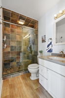 1st floor full bath! Come in from the garden, a muddy dog walk, or the gym, and head straight to the shower—no tracking through the house.