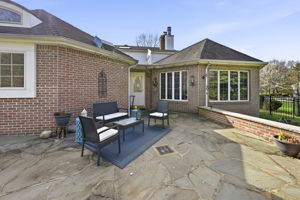 Blue stone patio with private backyard