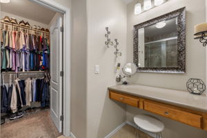 Walk in closet and makeup vanity