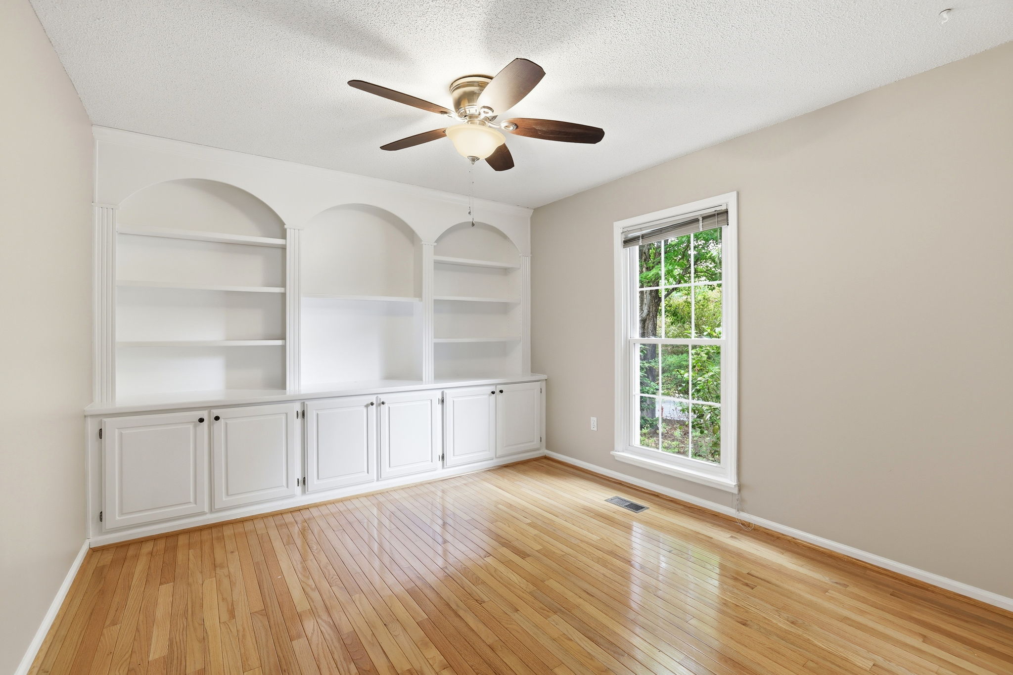 Office with built-in cabinets