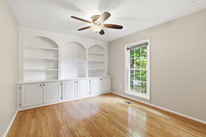 Office with built-in cabinets