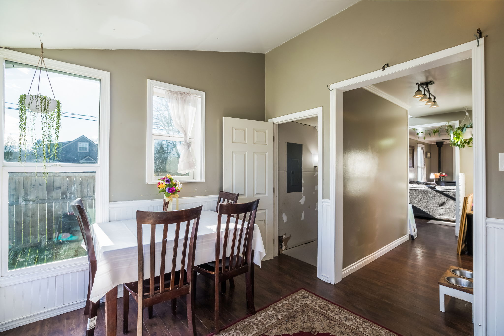 Center door leads to the basement