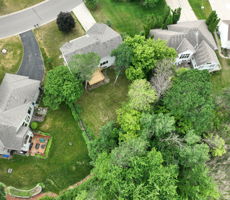 Aerial view of the backyard