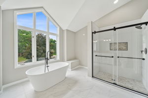 Tile Floors, tile shower and more vaulted ceilings