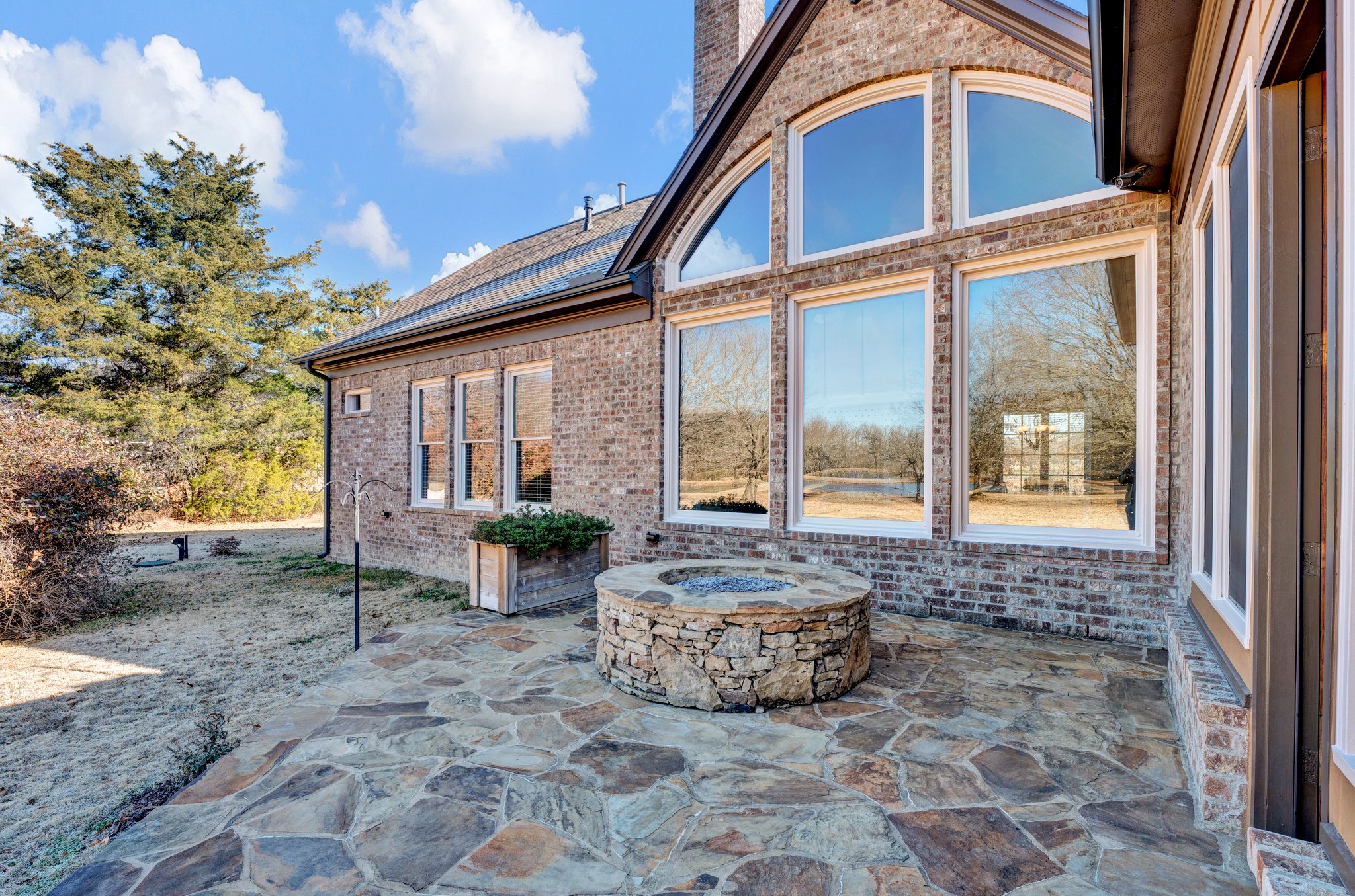 Stone patio with firepit