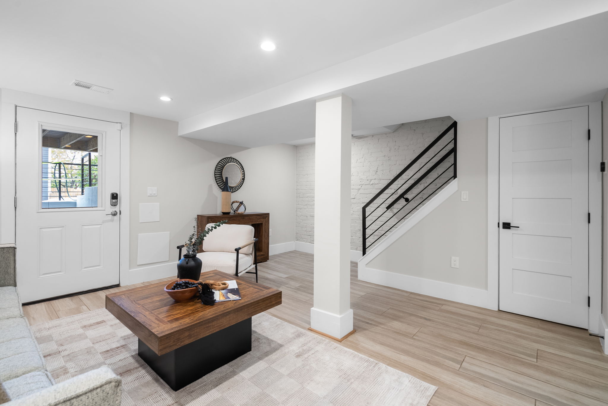 Lower-level living area and private front entrance