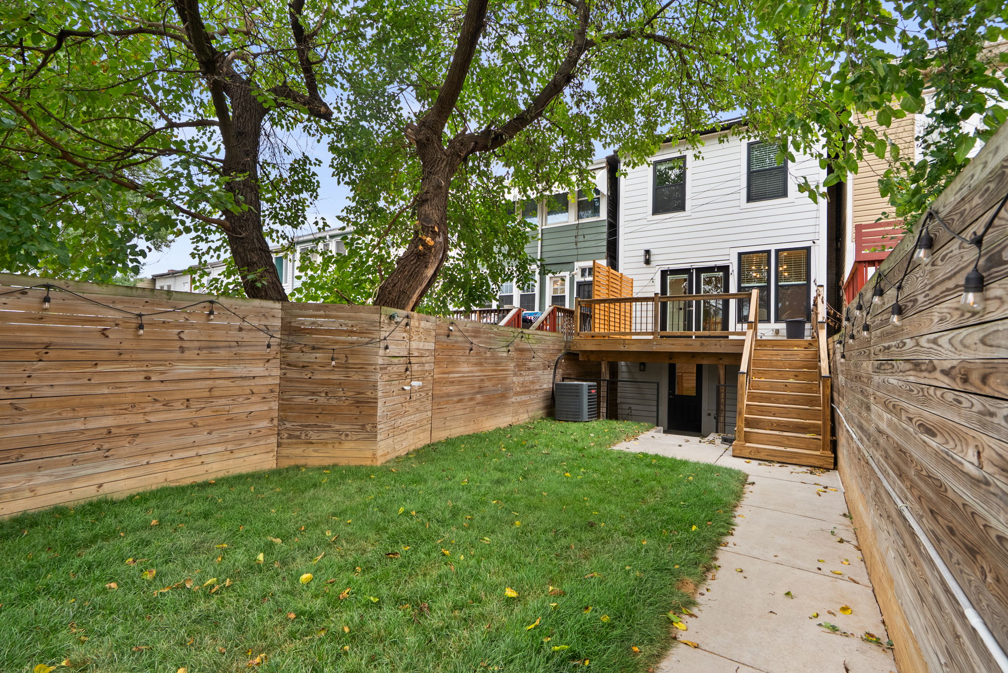 Backyard lawn and deck