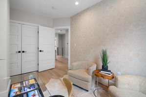 Bedroom with double closet doors