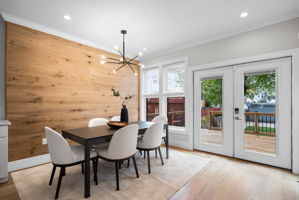 Dining room with French doors to the deck