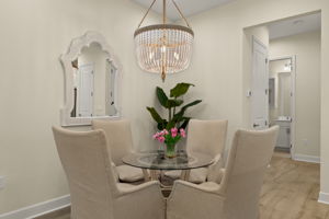 Dining Room with custom lighting