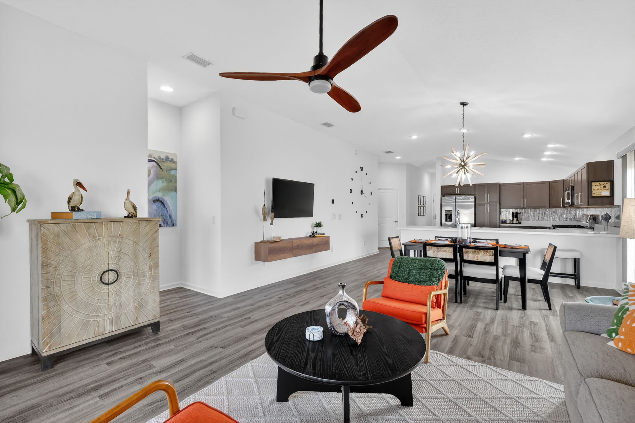 Living, Dining, and Kitchen