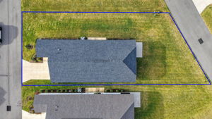 Aerial with Property Lines Showing Large Lot with Room For a Pool!