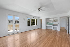 Bedroom 3 with exterior staircase to yard