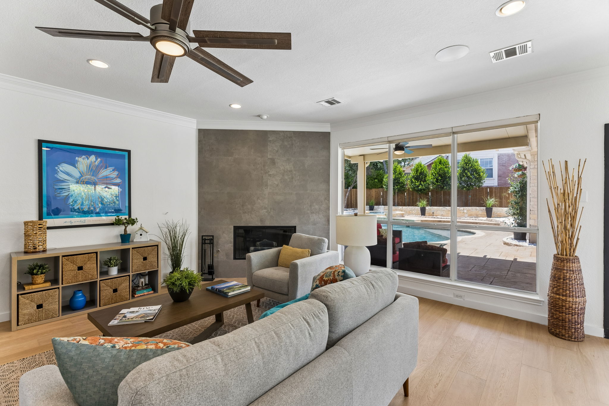 Family Room with a Pool View