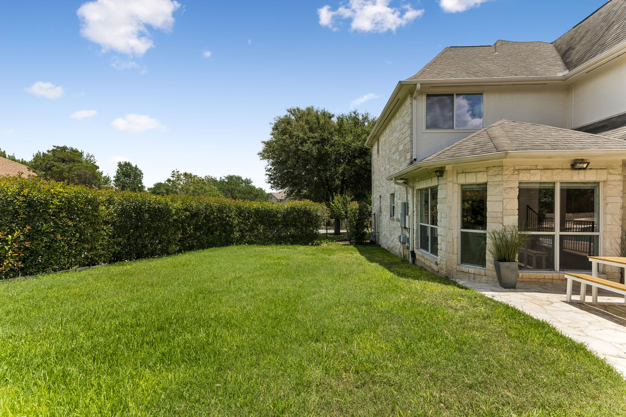 Hedge Lined Grass Yard