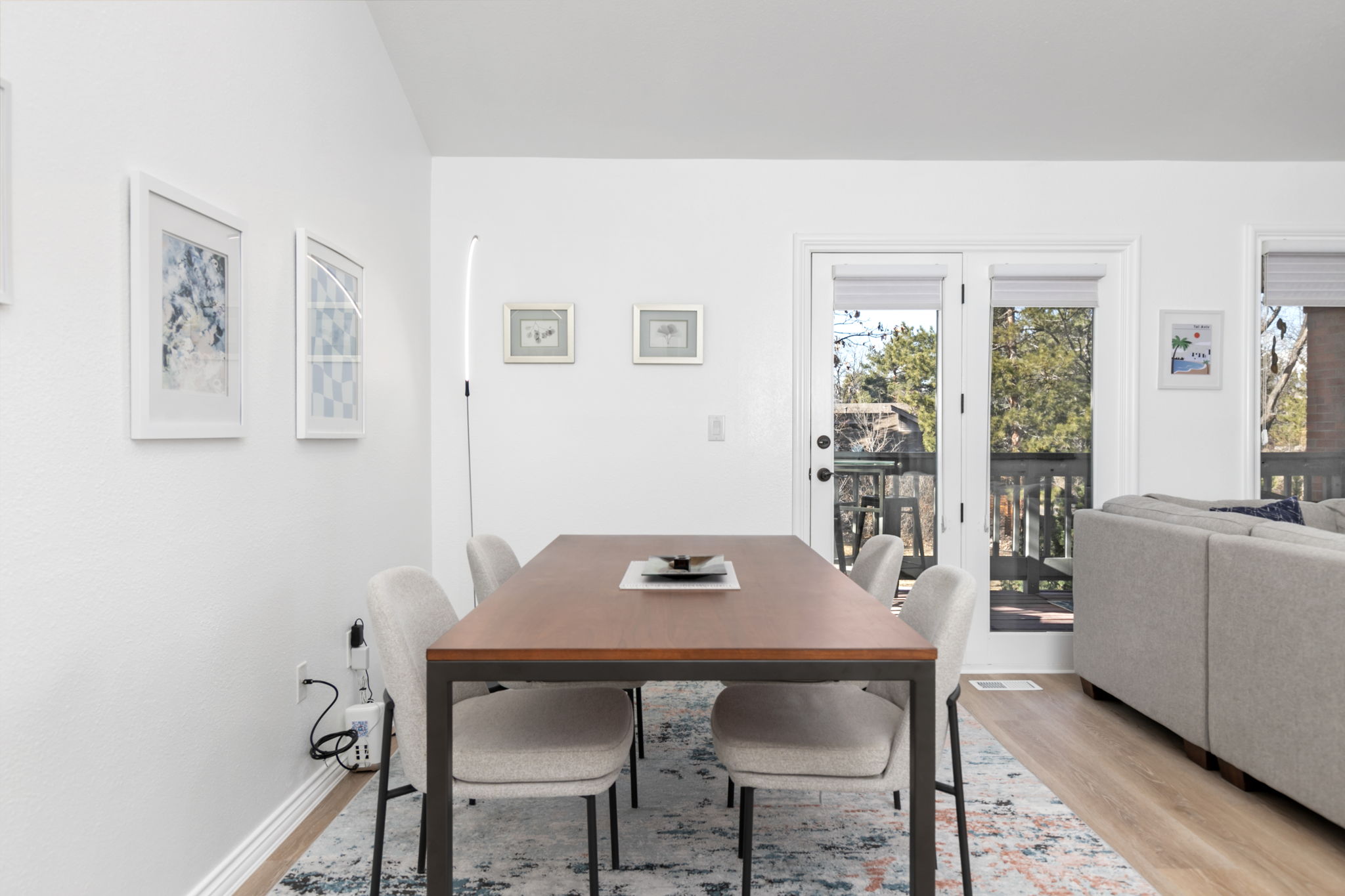 Dining area with door out to large terrace