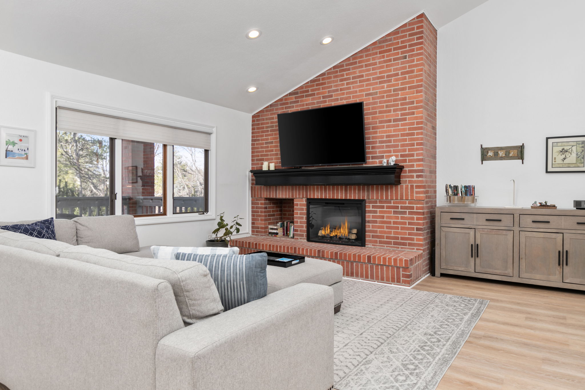 Vaulted ceilings  and large windows