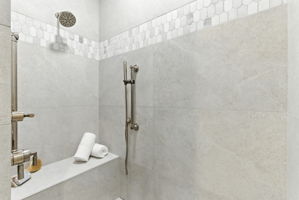 Bedroom 2 Bathroom roll-in shower with bench
