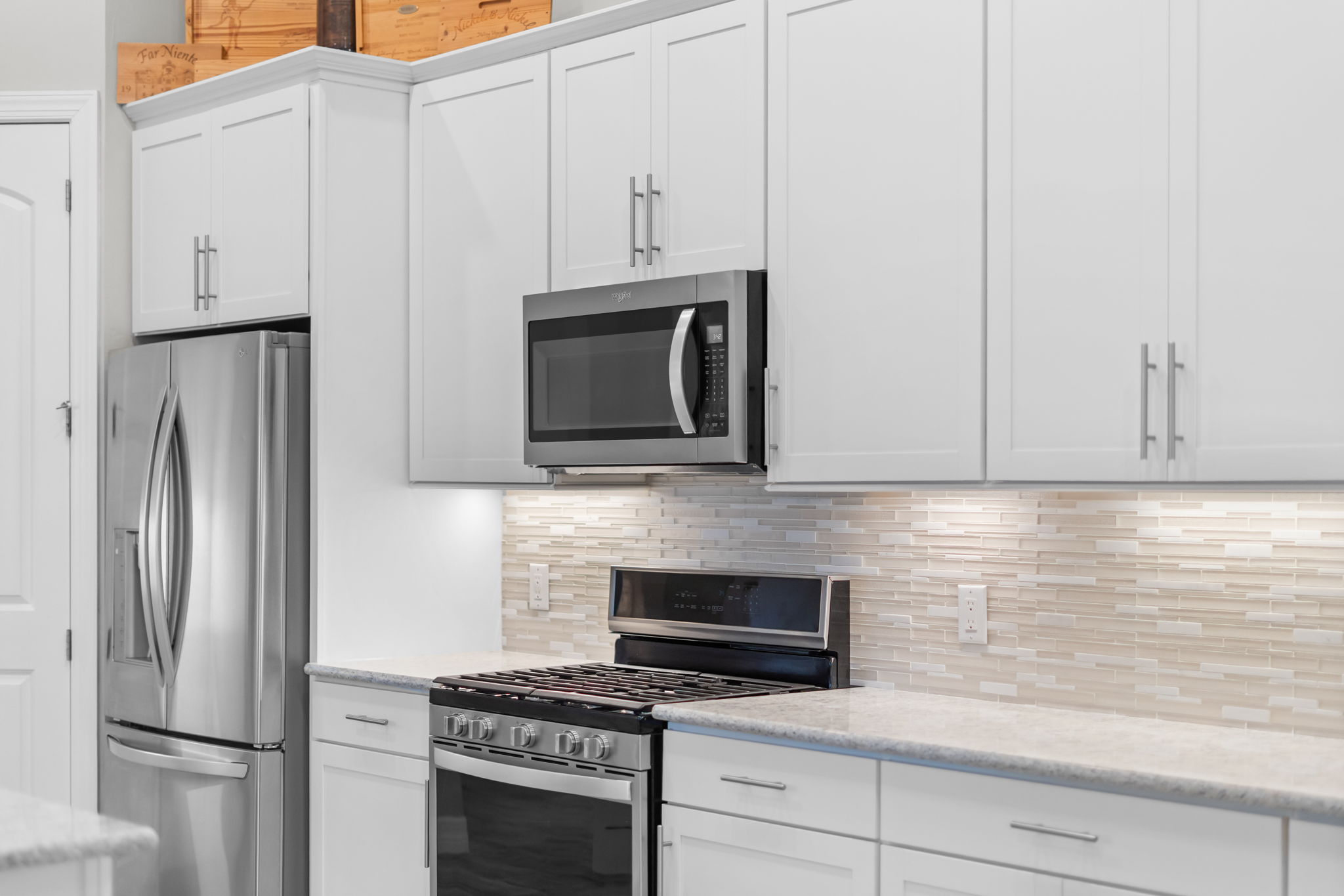 Gas stove and decorative tile backsplash