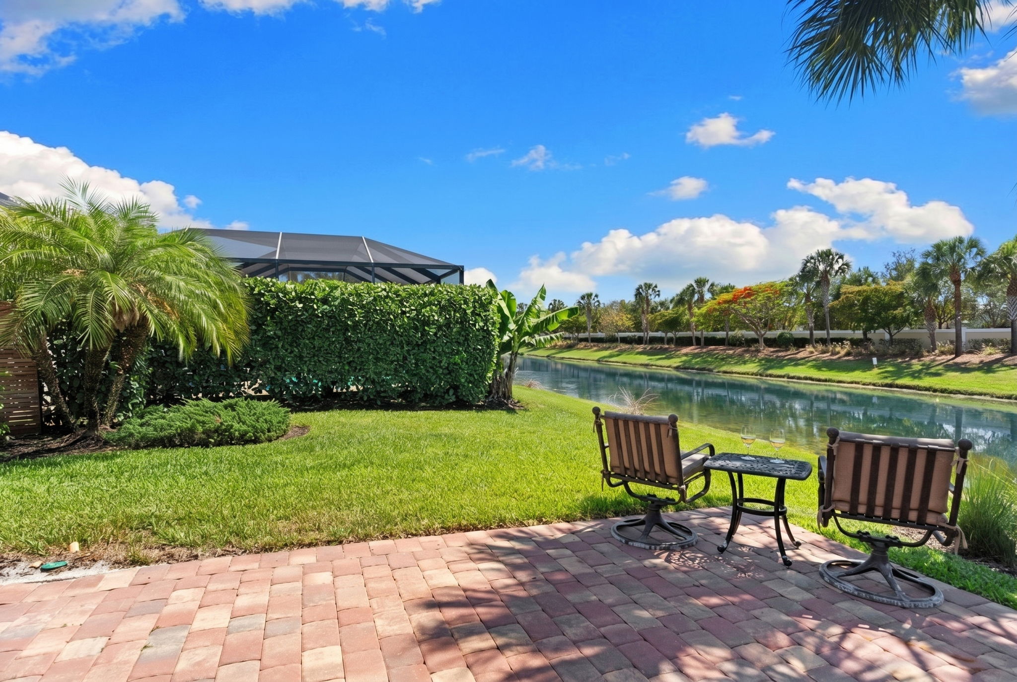 Spacious backyard overlooking lake