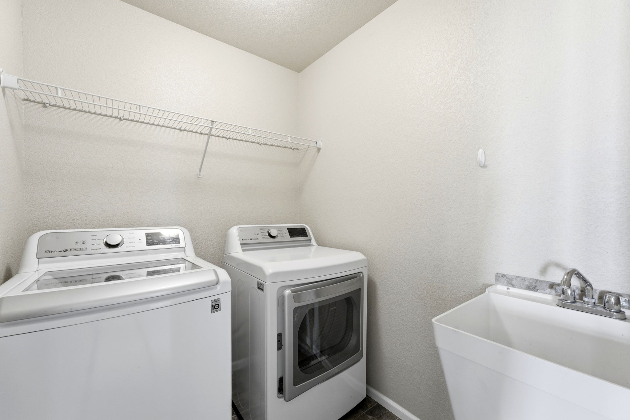 Upstairs Laundry with Washer, Dryer, Sink