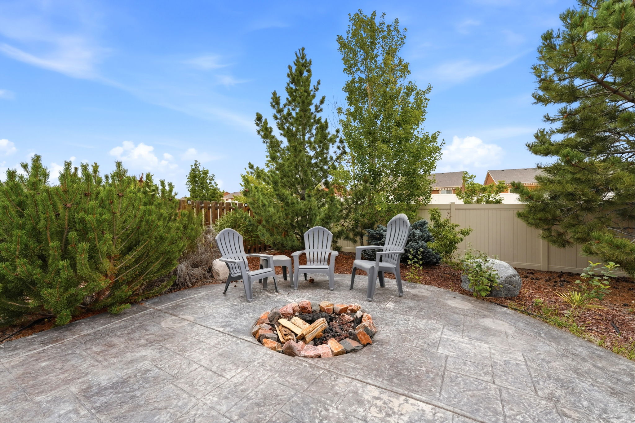 Mature Trees for privacy, Fire Pit