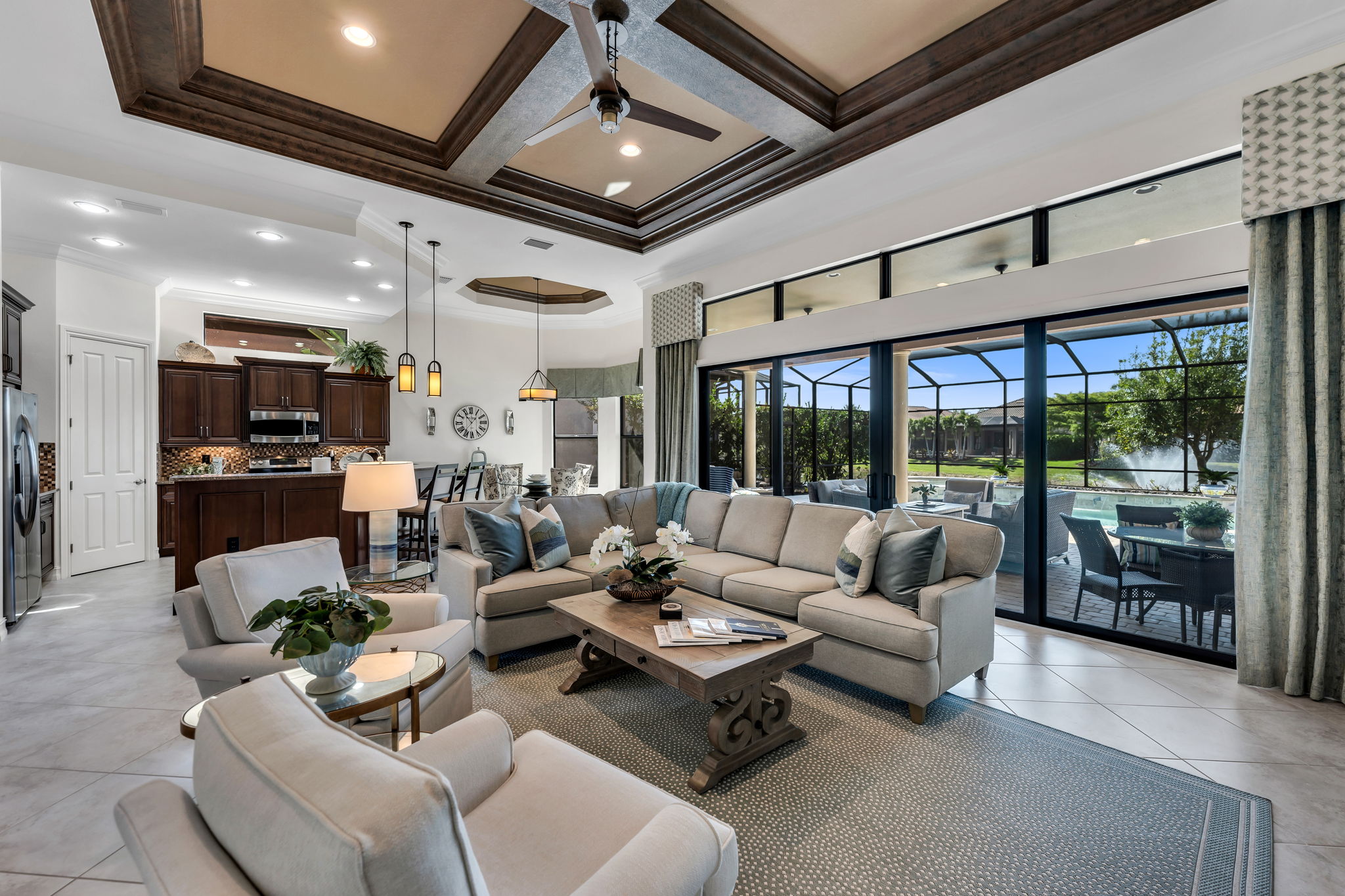 Living Room with 8ft Sliding Doors To Outdoor Living