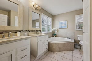 Master bathroom with jacuzzi tub and double sinks