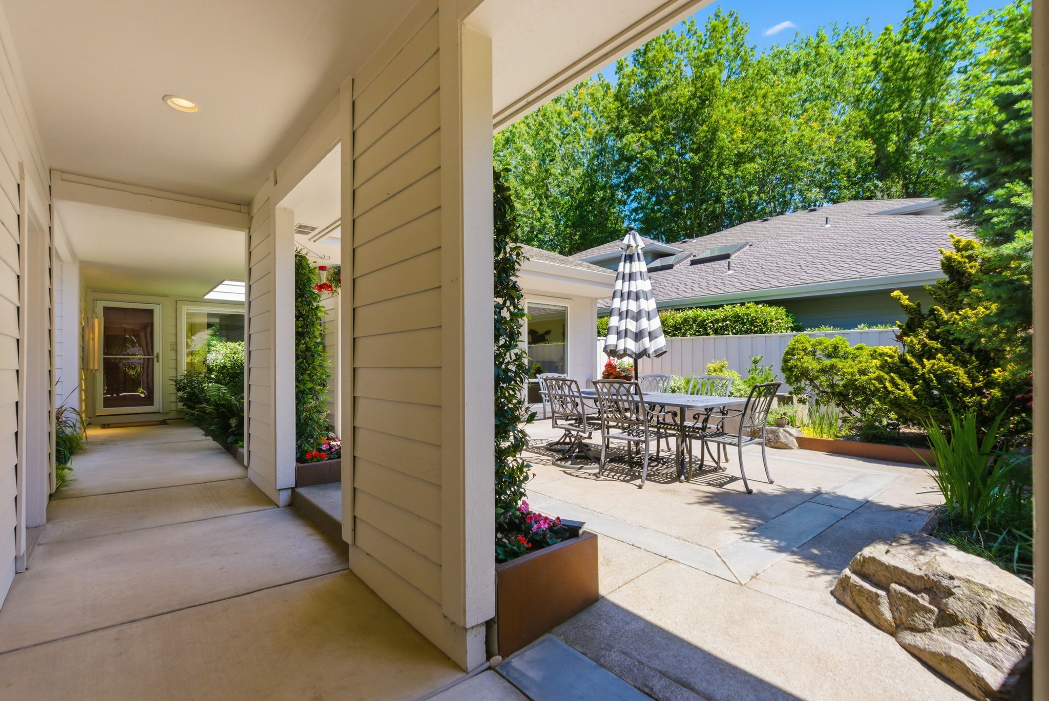 Covered Walkway with Courtyard view
