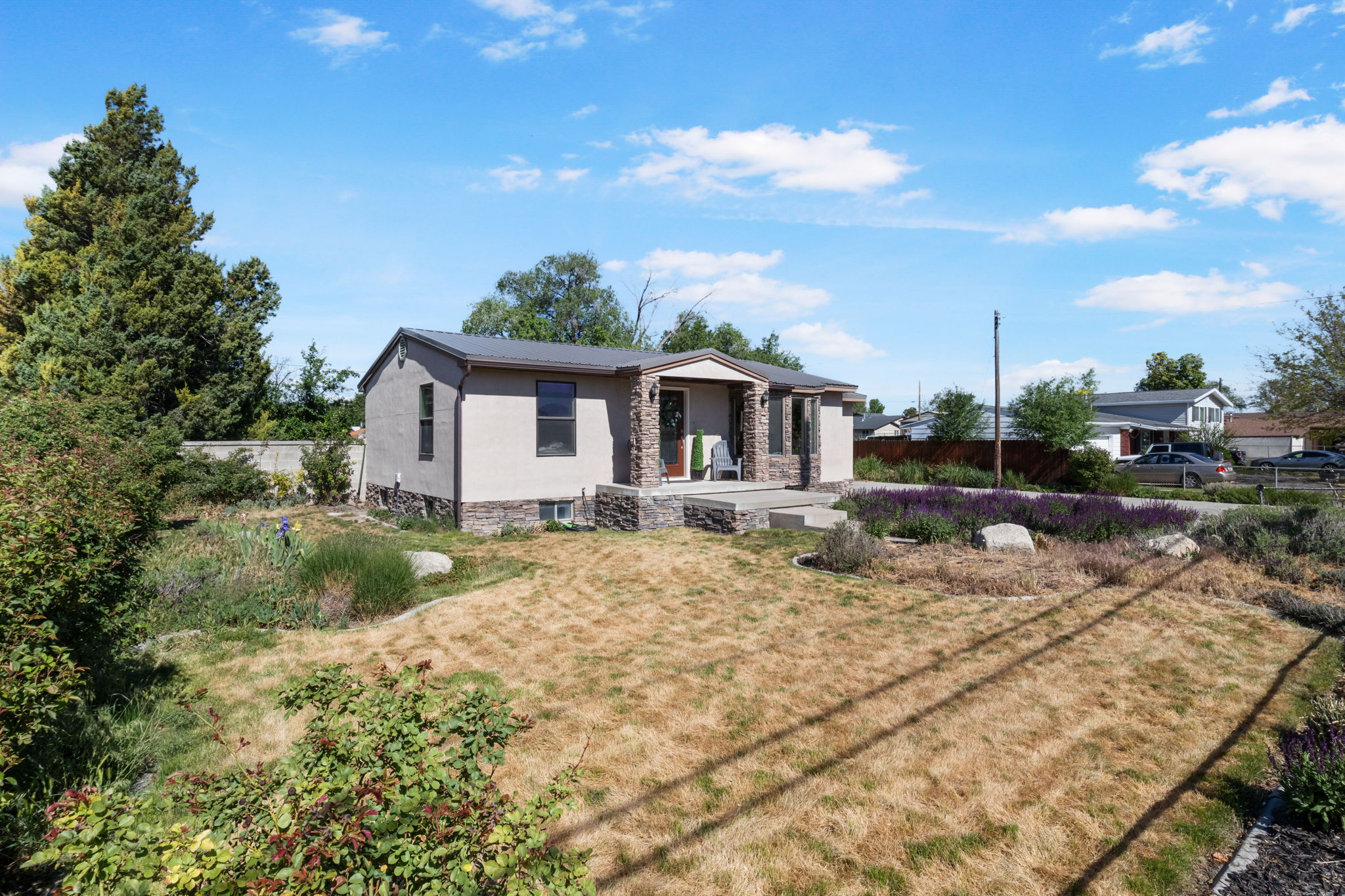 Exterior-Front-View from southeast corner of the lot