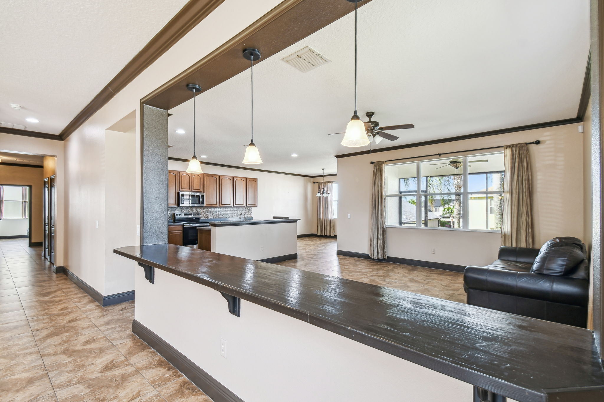 View into Family Room and Kitchen