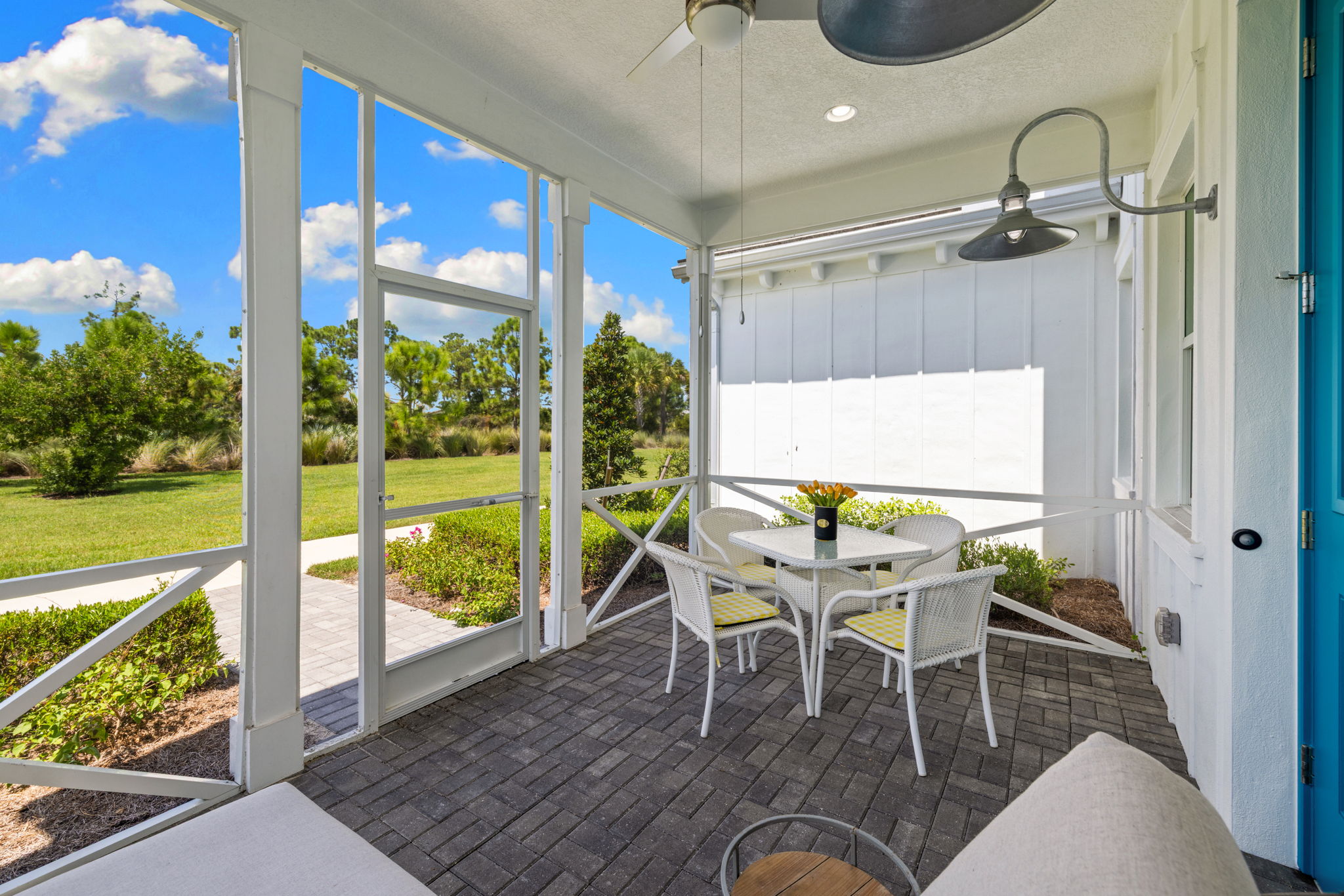 Screened in lanai with paver patio.