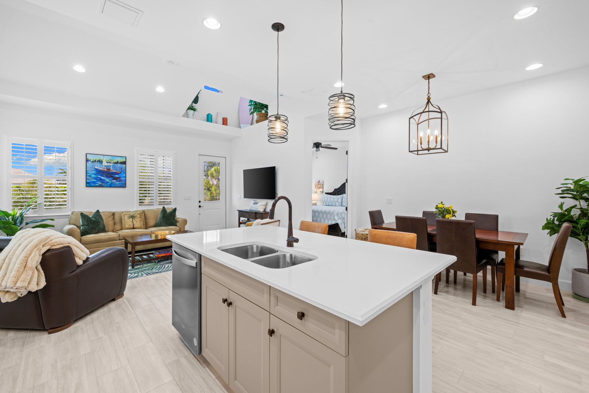 Double sinks and quarts countertops!