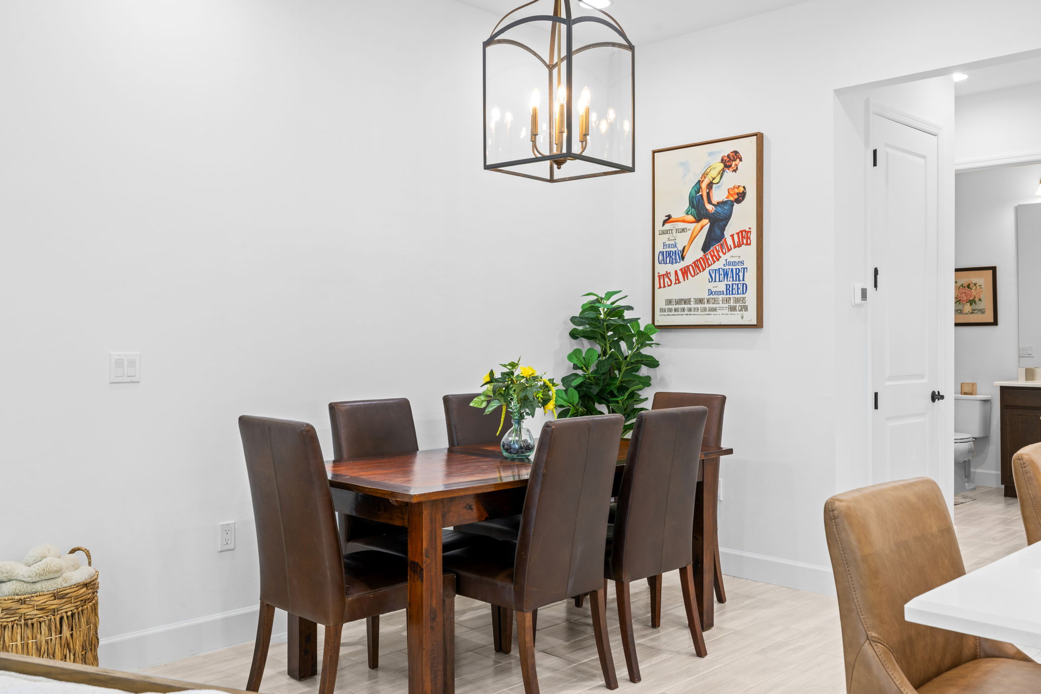 Pottery barn leather chairs. Dining in style.