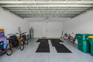 Epoxy garage floor and 2 bicycyles.