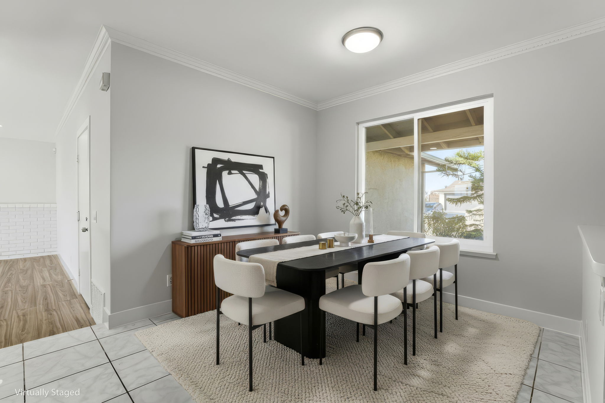Luxurious Layered Crown Molding in Dining Room!! (Virtually Staged)
