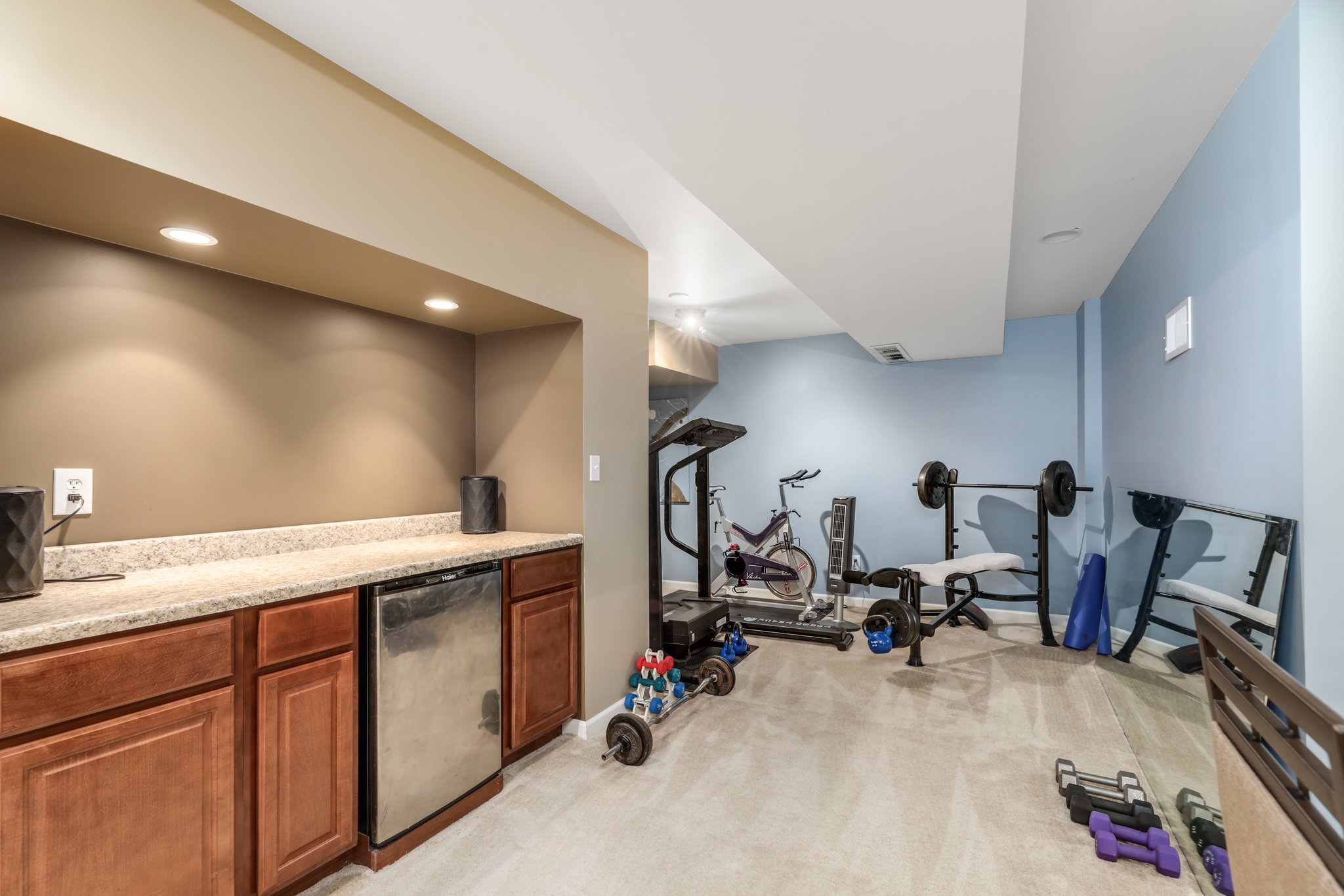 Basement with bar area