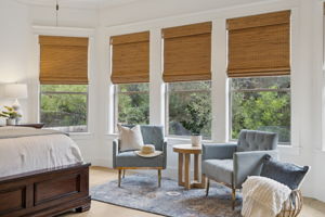 Large windows looking onto backyard.
