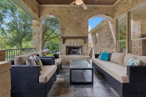 Covered outdoor living area.