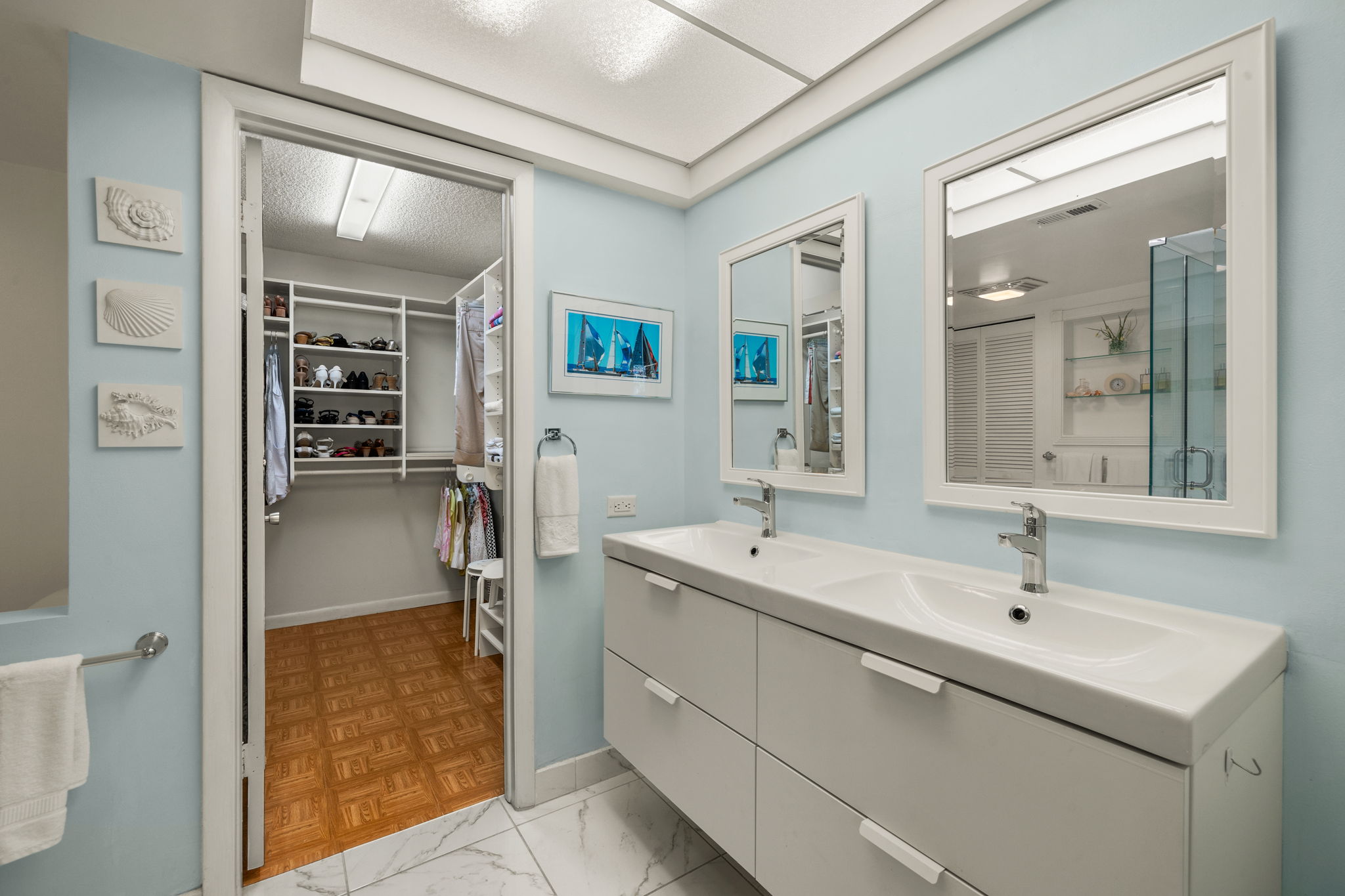Primary Bathroom with custom walk-in closet