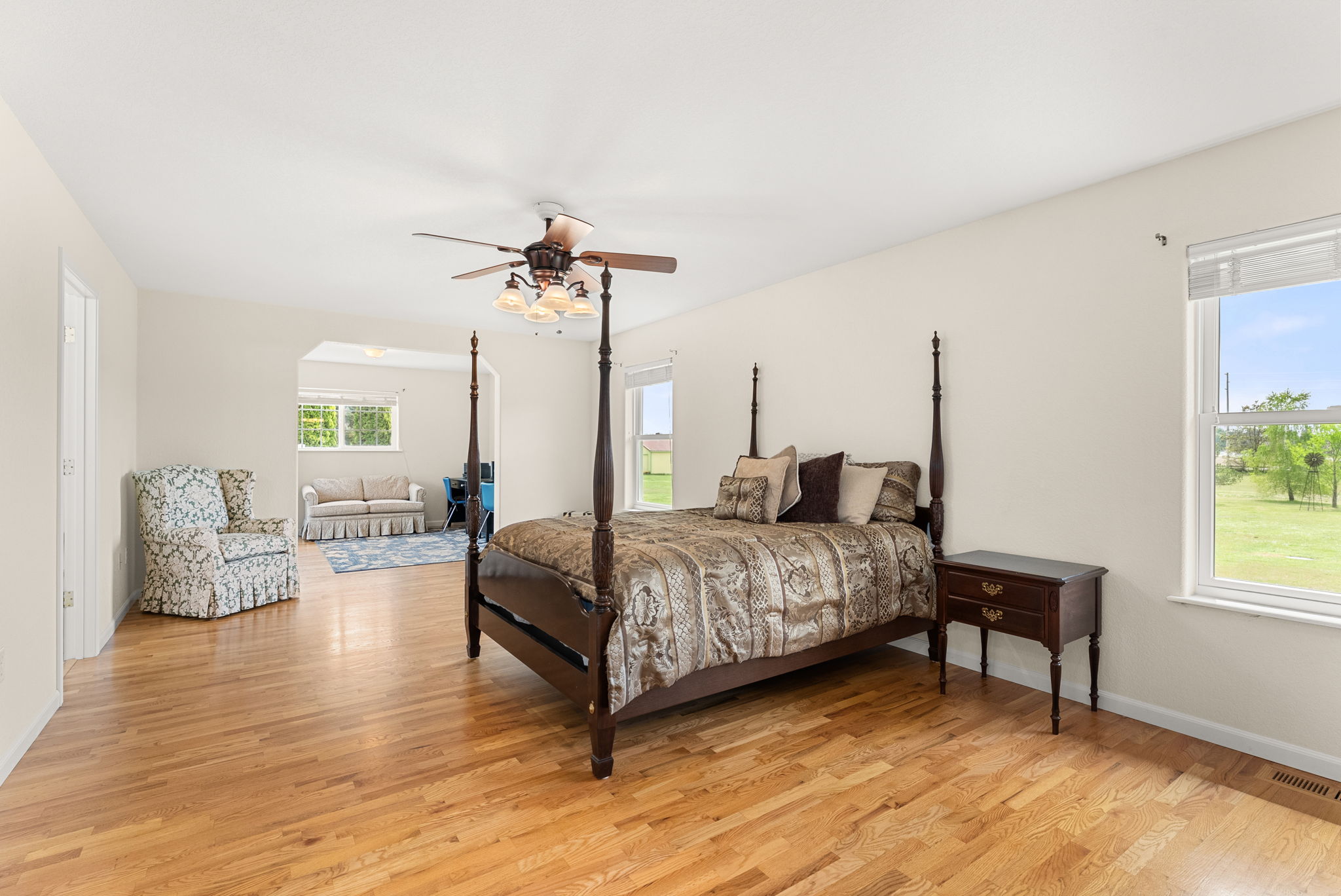 Primary bedroom with adjoining bonus room—ideal for office or sitting area