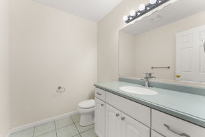 Powder room conveniently located just off the main living area