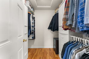 Generous walk-in closet in primary bedroom