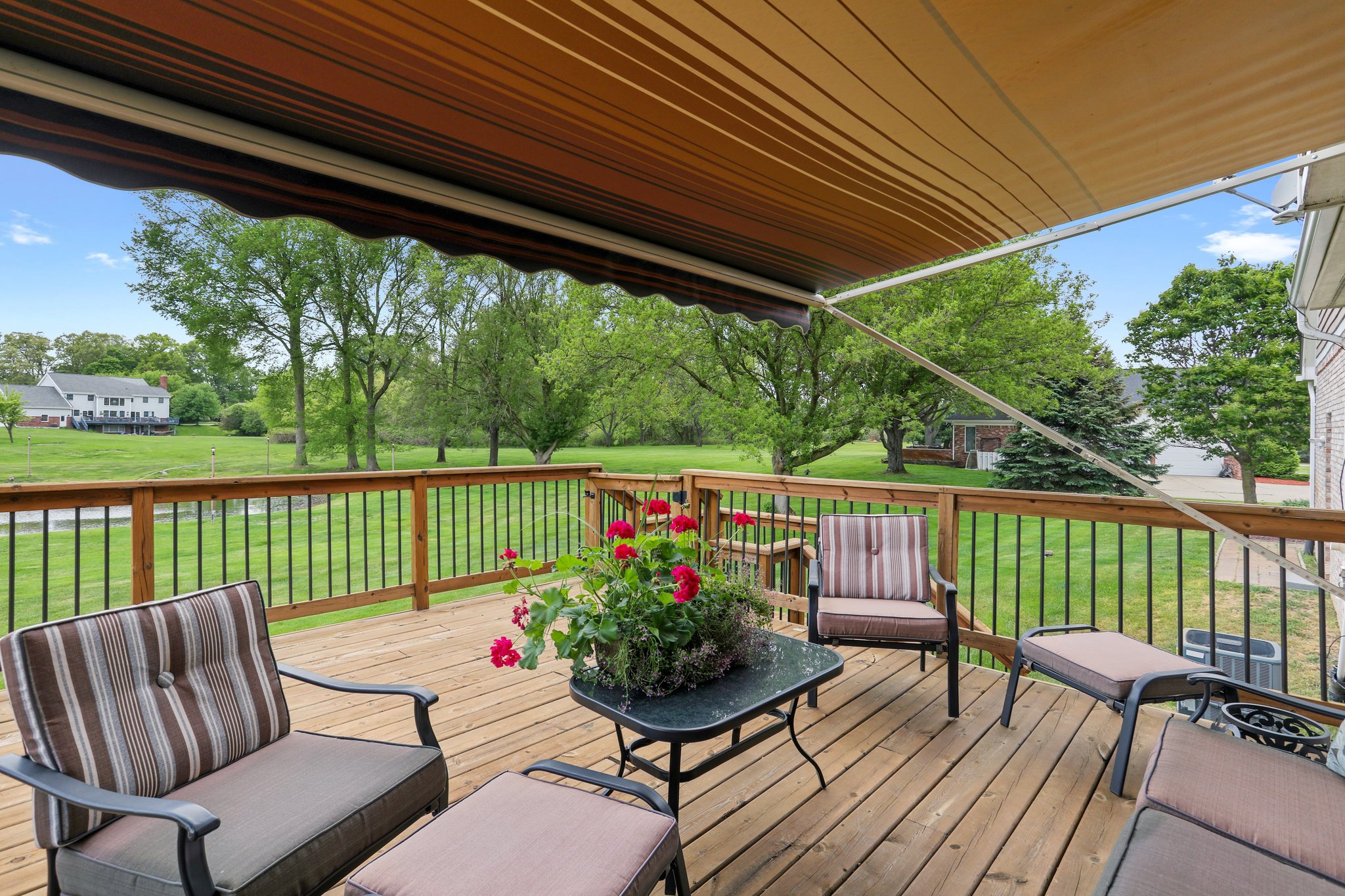 Newer deck with awning for relaxing afternoons